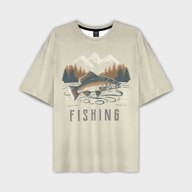 Мужская футболка oversize 3D с принтом Просто рыбалка в Новосибирске,  |  | Тематика изображения на принте: 