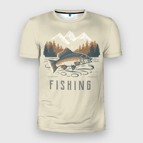 Мужская футболка 3D Slim с принтом Просто рыбалка в Новосибирске, 100% полиэстер с улучшенными характеристиками | приталенный силуэт, круглая горловина, широкие плечи, сужается к линии бедра | Тематика изображения на принте: 