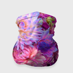 Бандана-труба 3D с принтом Разноцветные цветы , 100% полиэстер, ткань с особыми свойствами — Activecool | плотность 150‒180 г/м2; хорошо тянется, но сохраняет форму | 