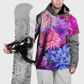 Накидка на куртку 3D с принтом Разноцветные цветы в Екатеринбурге, 100% полиэстер |  | 