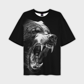 Мужская футболка oversize 3D с принтом Медведь в гневе в Курске,  |  | Тематика изображения на принте: 