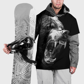 Накидка на куртку 3D с принтом Медведь в гневе в Курске, 100% полиэстер |  | Тематика изображения на принте: 