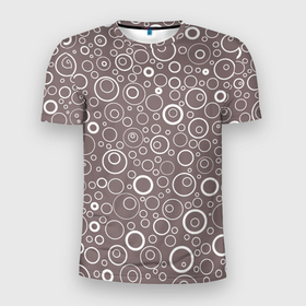 Мужская футболка 3D Slim с принтом Тёмный пыльно розовый паттерн пузырьки в Тюмени, 100% полиэстер с улучшенными характеристиками | приталенный силуэт, круглая горловина, широкие плечи, сужается к линии бедра | Тематика изображения на принте: 