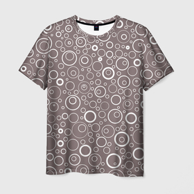 Мужская футболка 3D с принтом Тёмный пыльно розовый паттерн пузырьки в Кировске, 100% полиэфир | прямой крой, круглый вырез горловины, длина до линии бедер | Тематика изображения на принте: 