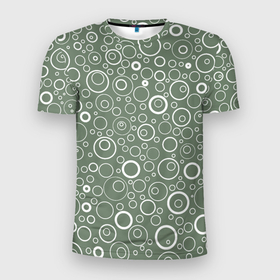 Мужская футболка 3D Slim с принтом Серо зелёный паттерн пузырьки , 100% полиэстер с улучшенными характеристиками | приталенный силуэт, круглая горловина, широкие плечи, сужается к линии бедра | 