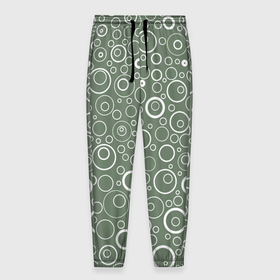 Мужские брюки 3D с принтом Серо зелёный паттерн пузырьки в Тюмени, 100% полиэстер | манжеты по низу, эластичный пояс регулируется шнурком, по бокам два кармана без застежек, внутренняя часть кармана из мелкой сетки | Тематика изображения на принте: 