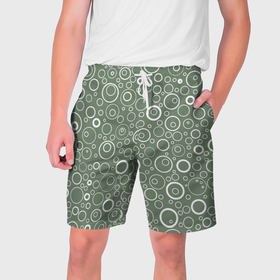 Мужские шорты 3D с принтом Серо зелёный паттерн пузырьки в Тюмени,  полиэстер 100% | прямой крой, два кармана без застежек по бокам. Мягкая трикотажная резинка на поясе, внутри которой широкие завязки. Длина чуть выше колен | 