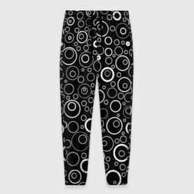 Мужские брюки 3D с принтом Чёрный паттерн пузырьки в Тюмени, 100% полиэстер | манжеты по низу, эластичный пояс регулируется шнурком, по бокам два кармана без застежек, внутренняя часть кармана из мелкой сетки | 