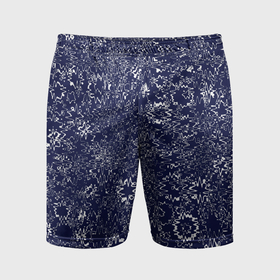Мужские шорты спортивные с принтом Тёмно синий с белым абстрактный искажение в Тюмени,  |  | Тематика изображения на принте: 