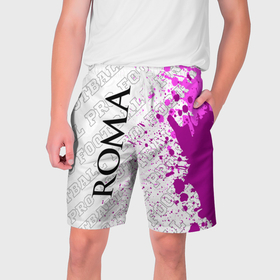 Мужские шорты 3D с принтом Roma pro football по вертикали в Новосибирске,  полиэстер 100% | прямой крой, два кармана без застежек по бокам. Мягкая трикотажная резинка на поясе, внутри которой широкие завязки. Длина чуть выше колен | 