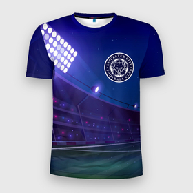 Мужская футболка 3D Slim с принтом Leicester City ночное поле в Санкт-Петербурге, 100% полиэстер с улучшенными характеристиками | приталенный силуэт, круглая горловина, широкие плечи, сужается к линии бедра | 
