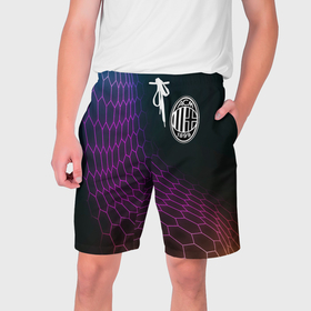 Мужские шорты 3D с принтом AC Milan футбольная сетка ,  полиэстер 100% | прямой крой, два кармана без застежек по бокам. Мягкая трикотажная резинка на поясе, внутри которой широкие завязки. Длина чуть выше колен | 