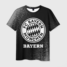 Мужская футболка 3D с принтом Bayern sport на темном фоне , 100% полиэфир | прямой крой, круглый вырез горловины, длина до линии бедер | 