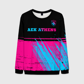 Мужской свитшот 3D с принтом AEK Athens   neon gradient посередине в Курске, 100% полиэстер с мягким внутренним слоем | круглый вырез горловины, мягкая резинка на манжетах и поясе, свободная посадка по фигуре | 