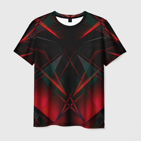 Мужская футболка 3D с принтом Текстура красный хрусталь в Петрозаводске, 100% полиэфир | прямой крой, круглый вырез горловины, длина до линии бедер | Тематика изображения на принте: 