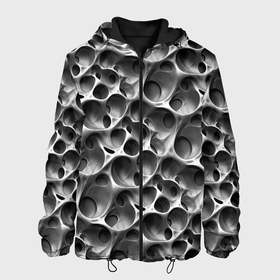 Мужская куртка 3D с принтом Металл   текстура в Новосибирске, ткань верха — 100% полиэстер, подклад — флис | прямой крой, подол и капюшон оформлены резинкой с фиксаторами, два кармана без застежек по бокам, один большой потайной карман на груди. Карман на груди застегивается на липучку | 