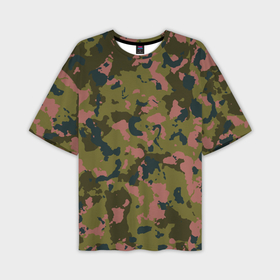 Мужская футболка oversize 3D с принтом Камуфляжный паттерн зеленый с розовыми пятнами в Кировске,  |  | 