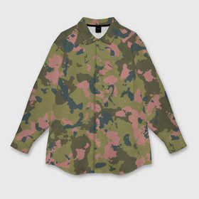 Мужская рубашка oversize 3D с принтом Камуфляжный паттерн зеленый с розовыми пятнами в Екатеринбурге,  |  | 
