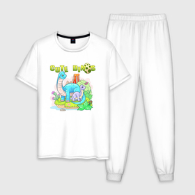Мужская пижама хлопок с принтом Динозавры, мама и ребёнок в Кировске, 100% хлопок | брюки и футболка прямого кроя, без карманов, на брюках мягкая резинка на поясе и по низу штанин
 | 