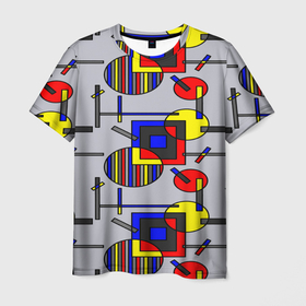 Мужская футболка 3D с принтом Rectangular abstraction , 100% полиэфир | прямой крой, круглый вырез горловины, длина до линии бедер | 