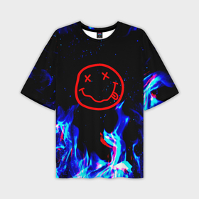 Мужская футболка oversize 3D с принтом Nirvana flame ,  |  | Тематика изображения на принте: 