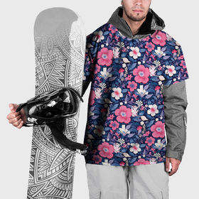 Накидка на куртку 3D с принтом Розовые и белые цветы в Екатеринбурге, 100% полиэстер |  | Тематика изображения на принте: 