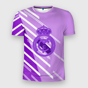 Мужская футболка 3D Slim с принтом Real Madrid текстура фк в Петрозаводске, 100% полиэстер с улучшенными характеристиками | приталенный силуэт, круглая горловина, широкие плечи, сужается к линии бедра | 