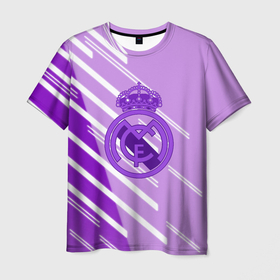 Мужская футболка 3D с принтом Real Madrid текстура фк в Тюмени, 100% полиэфир | прямой крой, круглый вырез горловины, длина до линии бедер | 