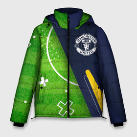 Мужская зимняя куртка 3D с принтом Manchester United football field в Тюмени, верх — 100% полиэстер; подкладка — 100% полиэстер; утеплитель — 100% полиэстер | длина ниже бедра, свободный силуэт Оверсайз. Есть воротник-стойка, отстегивающийся капюшон и ветрозащитная планка. 

Боковые карманы с листочкой на кнопках и внутренний карман на молнии. | Тематика изображения на принте: 