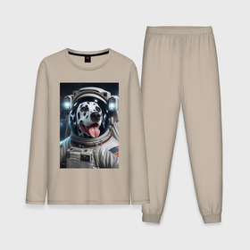 Мужская пижама с лонгсливом хлопок с принтом Космонавт далматинец в скафандре   нейросеть ,  |  | 