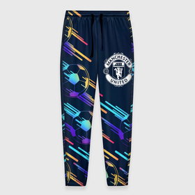 Мужские брюки 3D с принтом Manchester United градиентные мячи в Екатеринбурге, 100% полиэстер | манжеты по низу, эластичный пояс регулируется шнурком, по бокам два кармана без застежек, внутренняя часть кармана из мелкой сетки | 