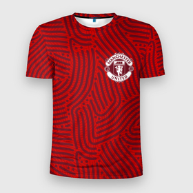 Мужская футболка 3D Slim с принтом Manchester United отпечатки в Кировске, 100% полиэстер с улучшенными характеристиками | приталенный силуэт, круглая горловина, широкие плечи, сужается к линии бедра | 