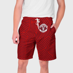 Мужские шорты 3D с принтом Manchester United отпечатки в Кировске,  полиэстер 100% | прямой крой, два кармана без застежек по бокам. Мягкая трикотажная резинка на поясе, внутри которой широкие завязки. Длина чуть выше колен | 