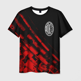 Мужская футболка 3D с принтом AC Milan sport grunge в Белгороде, 100% полиэфир | прямой крой, круглый вырез горловины, длина до линии бедер | 