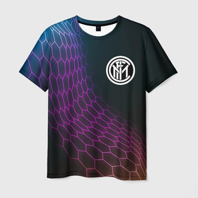 Мужская футболка 3D с принтом Inter футбольная сетка в Курске, 100% полиэфир | прямой крой, круглый вырез горловины, длина до линии бедер | Тематика изображения на принте: 
