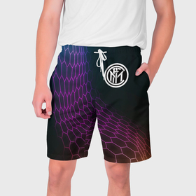 Мужские шорты 3D с принтом Inter футбольная сетка в Курске,  полиэстер 100% | прямой крой, два кармана без застежек по бокам. Мягкая трикотажная резинка на поясе, внутри которой широкие завязки. Длина чуть выше колен | 