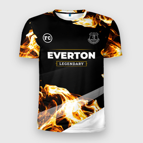 Мужская футболка 3D Slim с принтом Everton legendary sport fire , 100% полиэстер с улучшенными характеристиками | приталенный силуэт, круглая горловина, широкие плечи, сужается к линии бедра | 