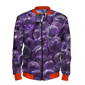 Мужской бомбер 3D с принтом Фиолетовые пузыри в Екатеринбурге, 100% полиэстер | застегивается на молнию, по бокам два кармана без застежек, по низу бомбера и на воротнике - эластичная резинка | Тематика изображения на принте: 