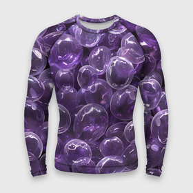 Мужской рашгард 3D с принтом Фиолетовые пузыри в Екатеринбурге,  |  | Тематика изображения на принте: 