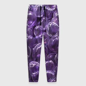 Мужские брюки 3D с принтом Фиолетовые пузыри , 100% полиэстер | манжеты по низу, эластичный пояс регулируется шнурком, по бокам два кармана без застежек, внутренняя часть кармана из мелкой сетки | 