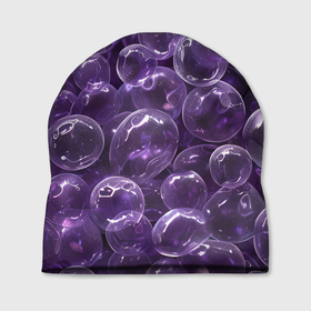 Шапка 3D с принтом Фиолетовые пузыри в Новосибирске, 100% полиэстер | универсальный размер, печать по всей поверхности изделия | 