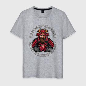 Мужская футболка хлопок с принтом Логотип с самураем в Кировске, 100% хлопок | прямой крой, круглый вырез горловины, длина до линии бедер, слегка спущенное плечо. | 