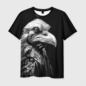 Мужская футболка 3D с принтом Суровый готический орел в Белгороде, 100% полиэфир | прямой крой, круглый вырез горловины, длина до линии бедер | 