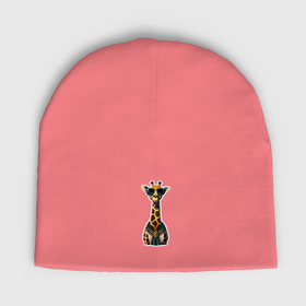 Мужская шапка демисезонная с принтом Милый жираф в очках в Тюмени,  |  | Тематика изображения на принте: 