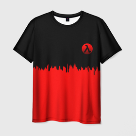 Мужская футболка 3D с принтом Half life logo pattern steel в Екатеринбурге, 100% полиэфир | прямой крой, круглый вырез горловины, длина до линии бедер | Тематика изображения на принте: 