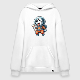 Худи SuperOversize хлопок с принтом Dalmatian cosmonaut puppy with a bone в Екатеринбурге, 70% хлопок, 30% полиэстер, мягкий начес внутри | карман-кенгуру, эластичная резинка на манжетах и по нижней кромке, двухслойный капюшон
 | 