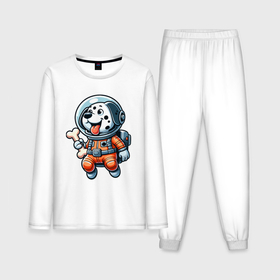 Мужская пижама с лонгсливом хлопок с принтом Dalmatian cosmonaut puppy with a bone в Белгороде,  |  | 