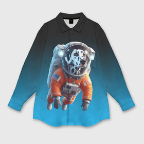 Мужская рубашка oversize 3D с принтом Далматинец космонавт в открытом космосе ,  |  | 