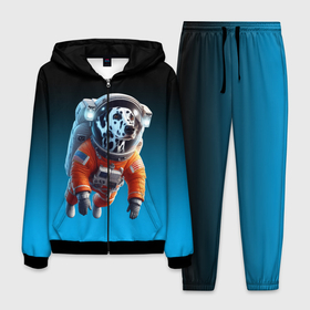 Мужской костюм 3D с принтом Далматинец космонавт в открытом космосе в Новосибирске, 100% полиэстер | Манжеты и пояс оформлены тканевой резинкой, двухслойный капюшон со шнурком для регулировки, карманы спереди | 