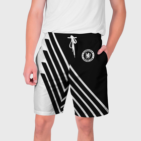 Мужские шорты 3D с принтом Chelsea football club sport в Петрозаводске,  полиэстер 100% | прямой крой, два кармана без застежек по бокам. Мягкая трикотажная резинка на поясе, внутри которой широкие завязки. Длина чуть выше колен | 